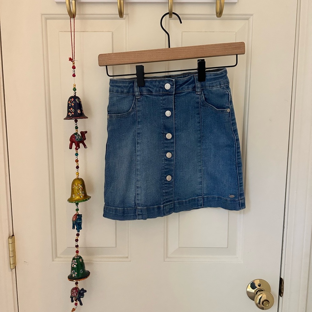 Tommy Hilfiger Girls Blue Button-Front Denim Mini Skirt 10